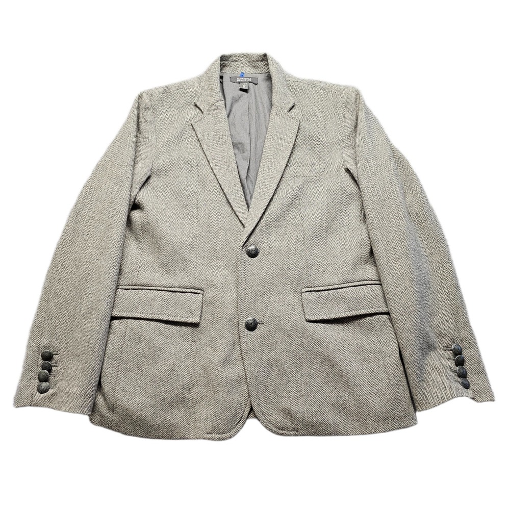 Kenneth Cole Reaction Blazer Jacket Men L Gray Tweed Notch Lapel Single Breasted